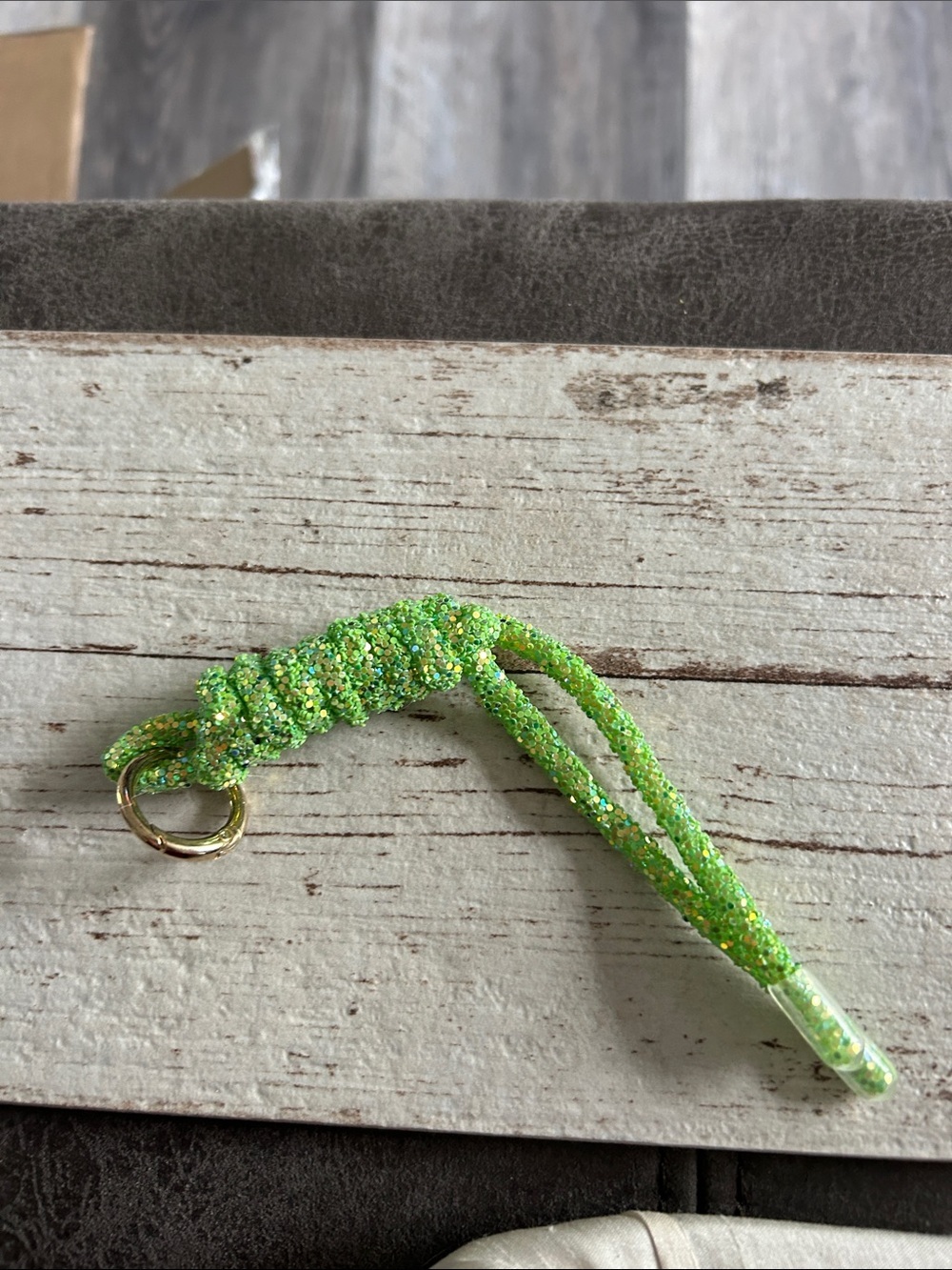 5/$25 Lime Green Glitter Keychain Charm